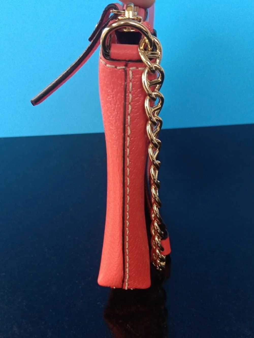 kate spade coral leather wristlet with heart charm Size10.5×6×1